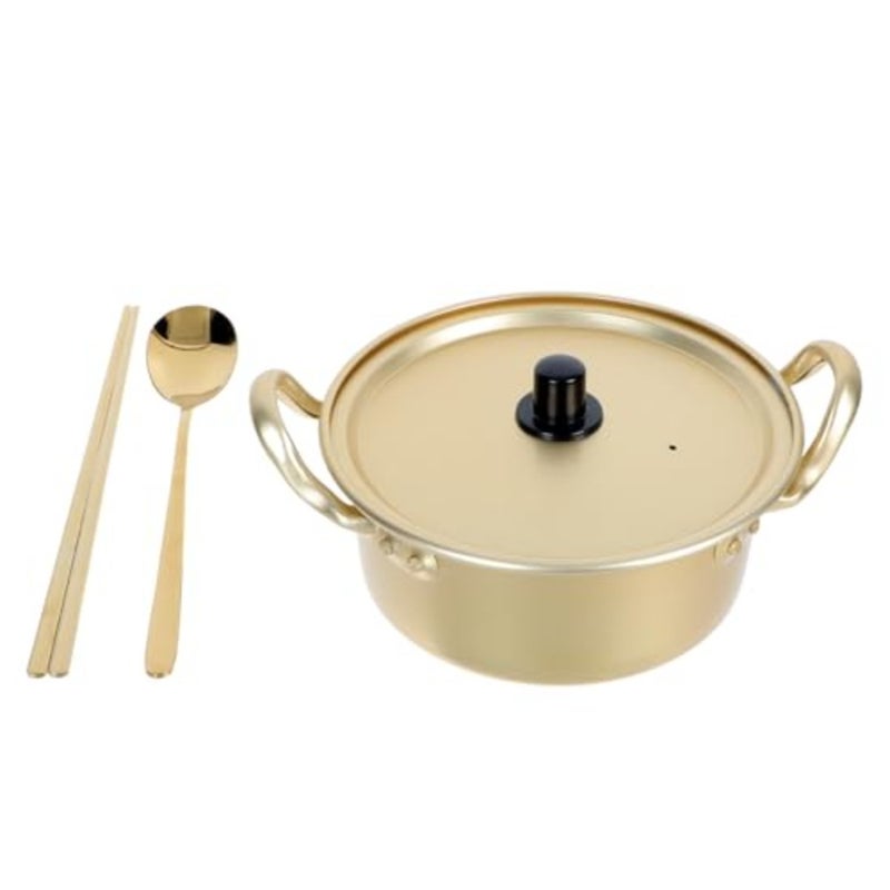 Korean Ramen Noodle Pot with Sticks and Spoon Ramyun Cooker Traditional Aluminium Instant Hot Pot for Kitchen Cookware - Image 1