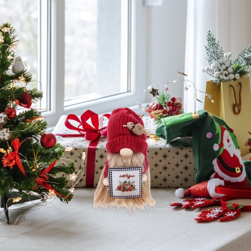 Harvest Party Decoration Gnome Ornament Desktop Adornment Red 18X10CM Table Decor 1Pack - Image 3