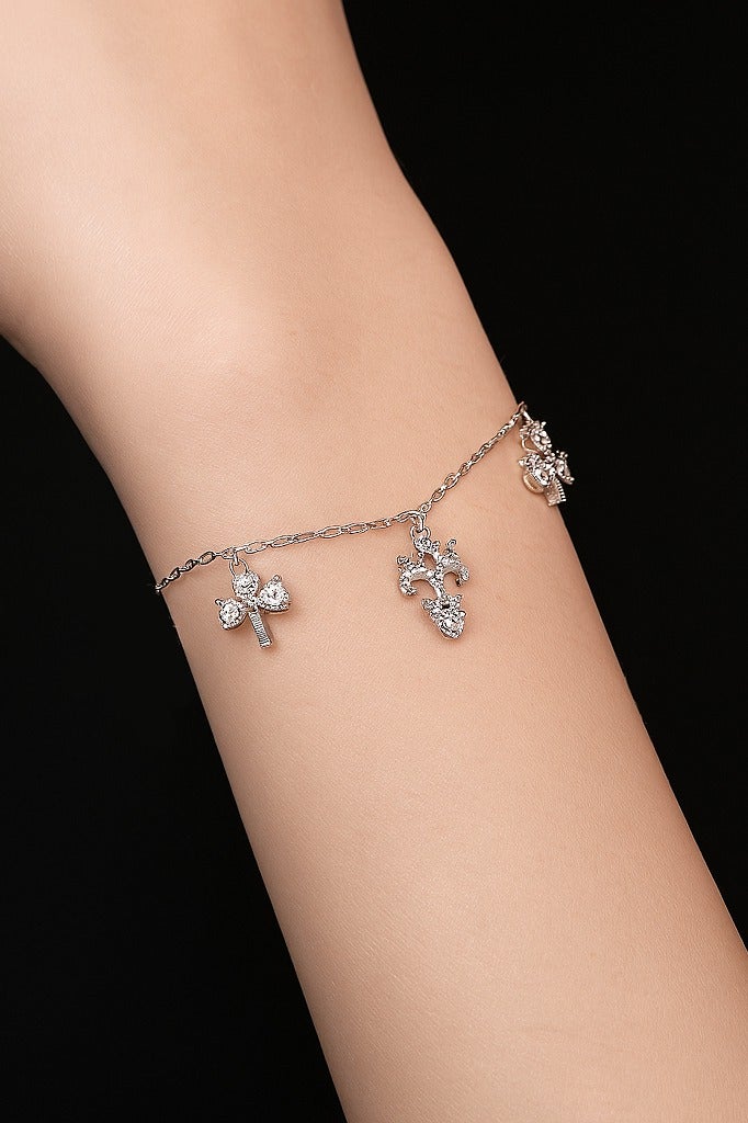 Ready For Chai Elegant Pear Halo Bracelet | Real 925 Sterling Silver Jewelry for women with Simulated Gemstones | Rhodium-Plated Bracelet - Image 2