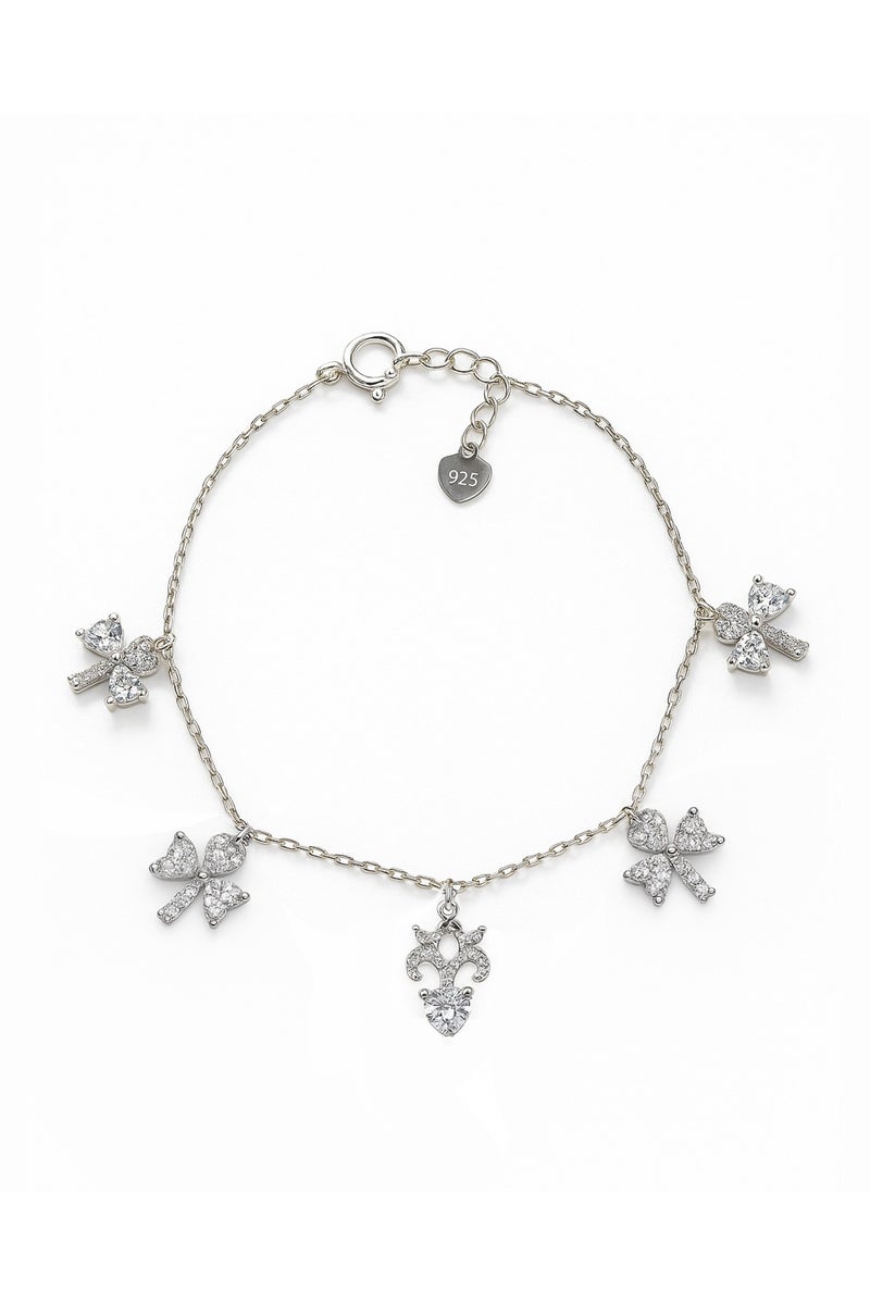 Ready For Chai Elegant Pear Halo Bracelet | Real 925 Sterling Silver Jewelry for women with Simulated Gemstones | Rhodium-Plated Bracelet - Image 1