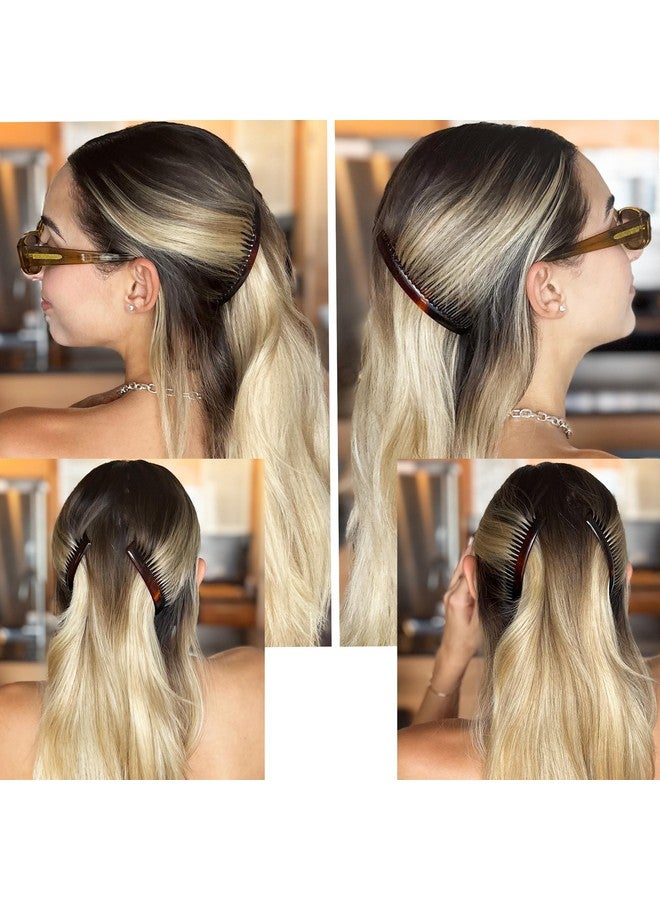 كاميلا مشط جانبي فرنسي كبير من Camila Paris AD66/2 من صدفة السلحفاة المنحنية للشعر الناعم للنساء، مشط شعر قوي التثبيت بطول 4 بوصات للنساء، تصفيف الشعر على شكل كعكة، إكسسوارات شعر للبنات، صنع في فرنسا - Image 2