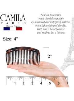 CAMILA Camila Paris AD66/2 French Side Comb Large Curved Tortoiseshell Hair Combs for Women Fine Hair, 4 Inch Strong Hold Hair Comb for Women Bun Chignon Up-Do Styling Girls Hair Accessories, Made in France  - Image 5