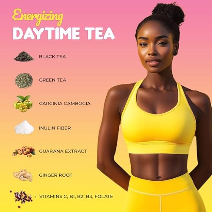 SkinnyBoost Skinny Teas Instant Tea Sticks – Energizing Daytime Tea – 14 Ct – Black & Green Tea with Garcinia Cambogia, Inulin, Vitamin C, B Vitamins & Folate – Clean Energy Boost (Hibiscus Berry) - Image 3