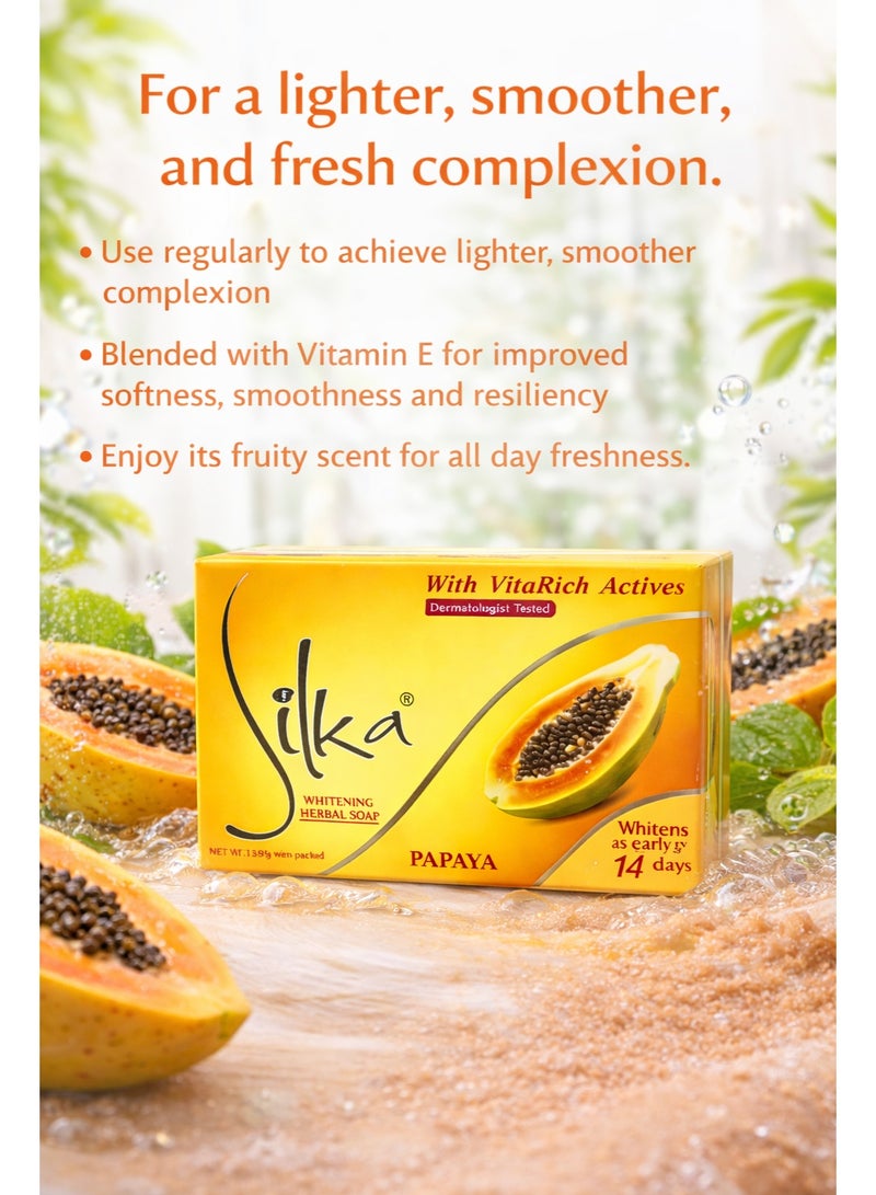Silka Papaya Whitening Herbal Soap 135g Pack of 4 with VitaRich Actives - Brightening Cleansing Soap for Smooth and Radiant Skin - Image 4