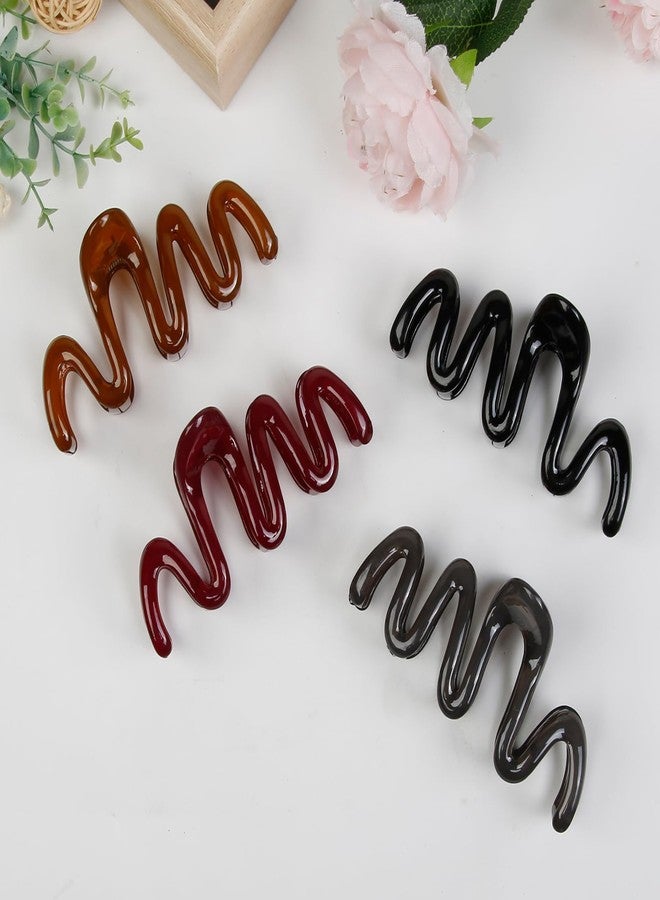 TEBIEKOY Claw Clips for Women Wavy Hair Clips for Thick Hair Non Slip Hair Clip Claw for Women's Hair Cute Hair Accessories 4Pcs - Image 4