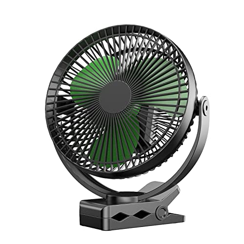 Clip on Fan Rechargeable Portable Fan 8 Inch Small Desk Fan  10000mAh Battery Powered Fan with 4 Speed 360 Rotation Personal Fan Suitable for Golf Cart Bedroom Travel and Camping Green