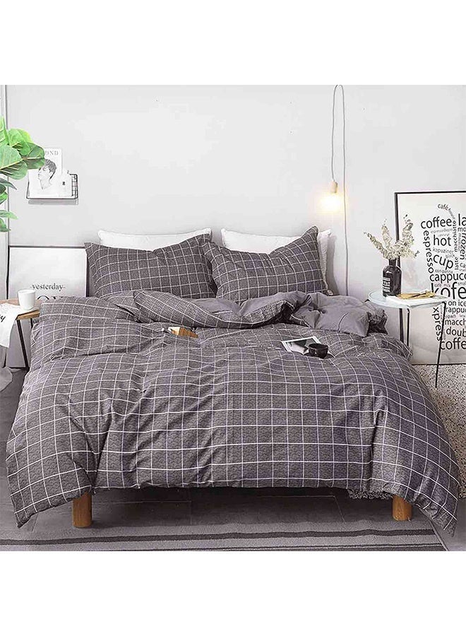 ليكسين طقم غطاء لحاف بتصميم هندسي من 4 قطع، رمادي/أبيض، 200×230 سم - Image 3