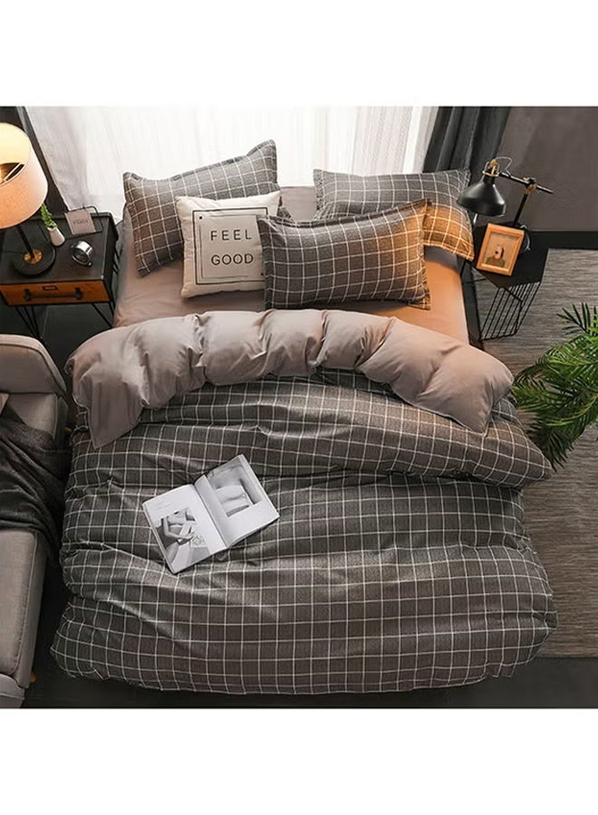 LEXIN 4-Piece Geometric Design Duvet Cover Set Grey/White 200x230cm - Image 1