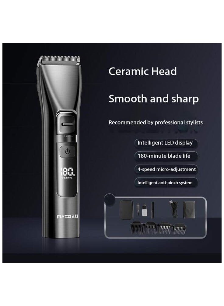 FLYCO Rechargeable FC5915 Electric Hairdresser Intelligent LED Display Full Body Waterproof 180-Minute Battery Life Titanium Ceramic Head - Blue - Image 3