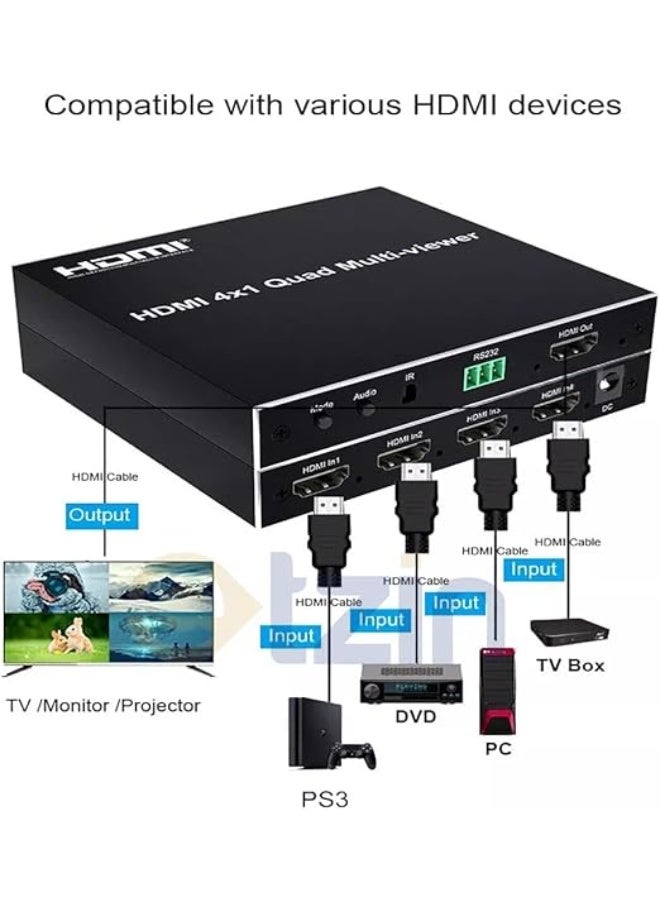 جهاز تقسيم الشاشة وعرض متعدد HDMI 4x1 - عملي وجودة عالية (1080P) - عرض 4 مصادر على شاشة واحدة مع تبديل سلس - Image 4