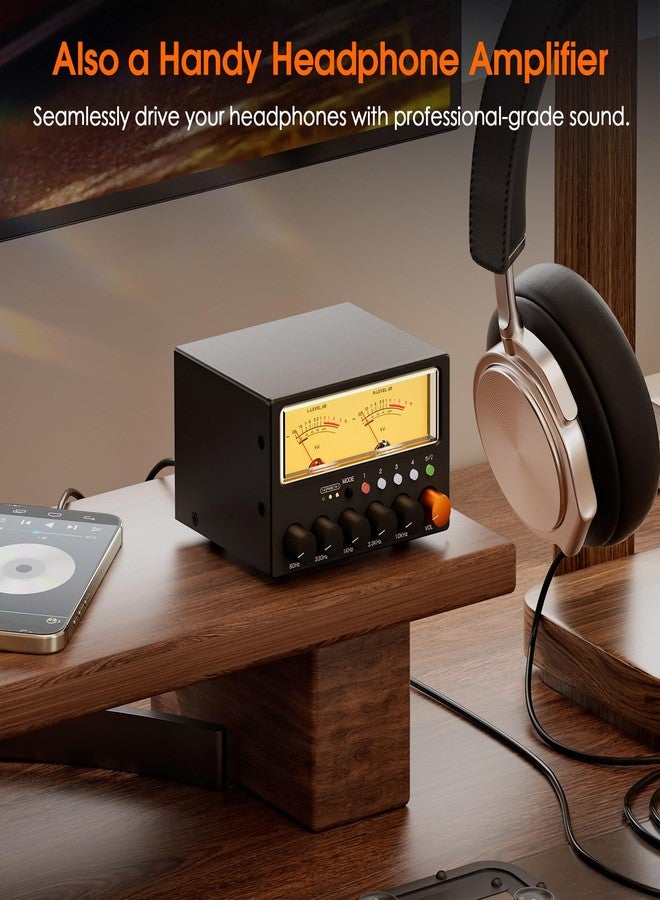 Nobsound D5 4-Way Audio Switch: 5-Band HiFi Stereo EQ Preamp & RCA Splitter w/VU Meter & Headphone Amp for Home Theater/Studio/DJ - Image 5