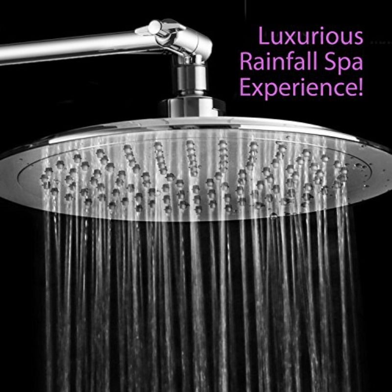 دائري - رأس دش مطري دائري 23 سم (180 درجة قابل للتعديل) بالإضافة إلى HotelSpa 28 سم ارتفاع نحاسي صلب/زاوية ذراع تمديد قابل للتعديل - Image 5