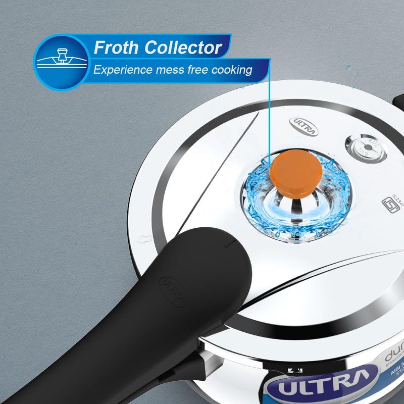 Ultra Duracook Handi 8 L Stainless Steel Pressure Cookeraisi 304 Food Grade Ss Froth Collectorspillage Controlinduction Compatibleimp Bonded Composite Baseisi10Y Warranty - Image 3
