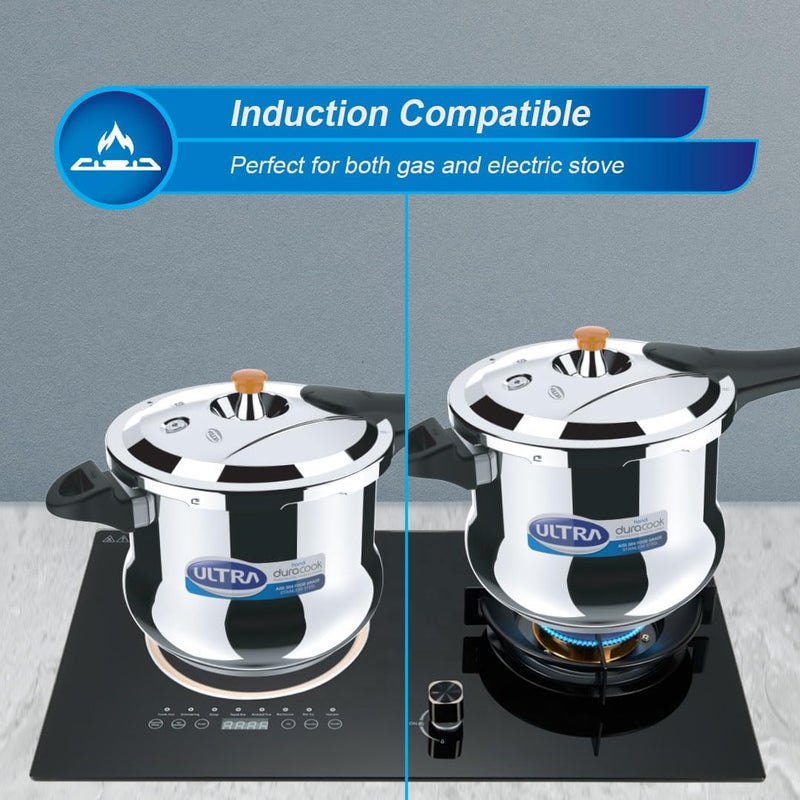 Ultra Duracook Handi 8 L Stainless Steel Pressure Cookeraisi 304 Food Grade Ss Froth Collectorspillage Controlinduction Compatibleimp Bonded Composite Baseisi10Y Warranty - Image 2