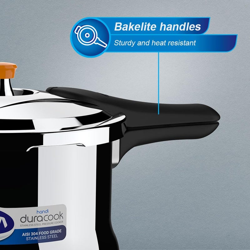 Ultra Duracook Handi 8 L Stainless Steel Pressure Cookeraisi 304 Food Grade Ss Froth Collectorspillage Controlinduction Compatibleimp Bonded Composite Baseisi10Y Warranty - Image 5