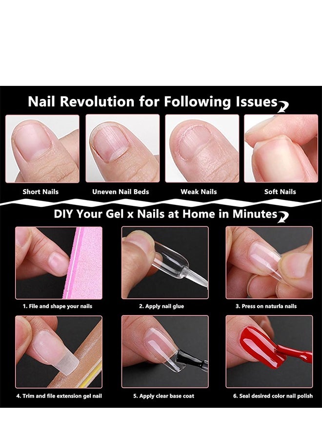 504pcs Almond Fake Gel Nail Tips  Almond Press on Nails Medium French Design Clear Full Cover Artificial Almond False Nails Transparent Semi Frosted Nail Plate for Home DIY Nail Salon Nail Extension