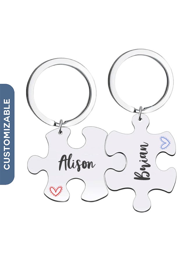 Share the Love Personalized Puzzle Keychains – Custom Engraved Pieces for Couples, Friends, or Family, Perfect Gift for Special Occasions 