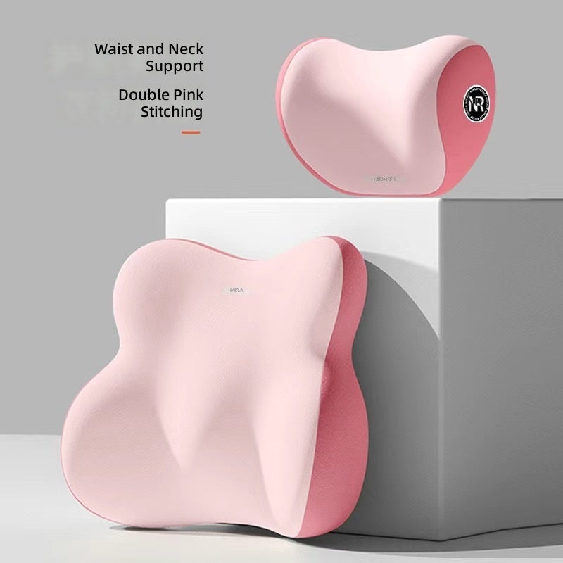 Car Lumbar Support Pillow with Headrest, Memory Foam Cushion for Seat Comfort - Wholesale  Available - Image 1