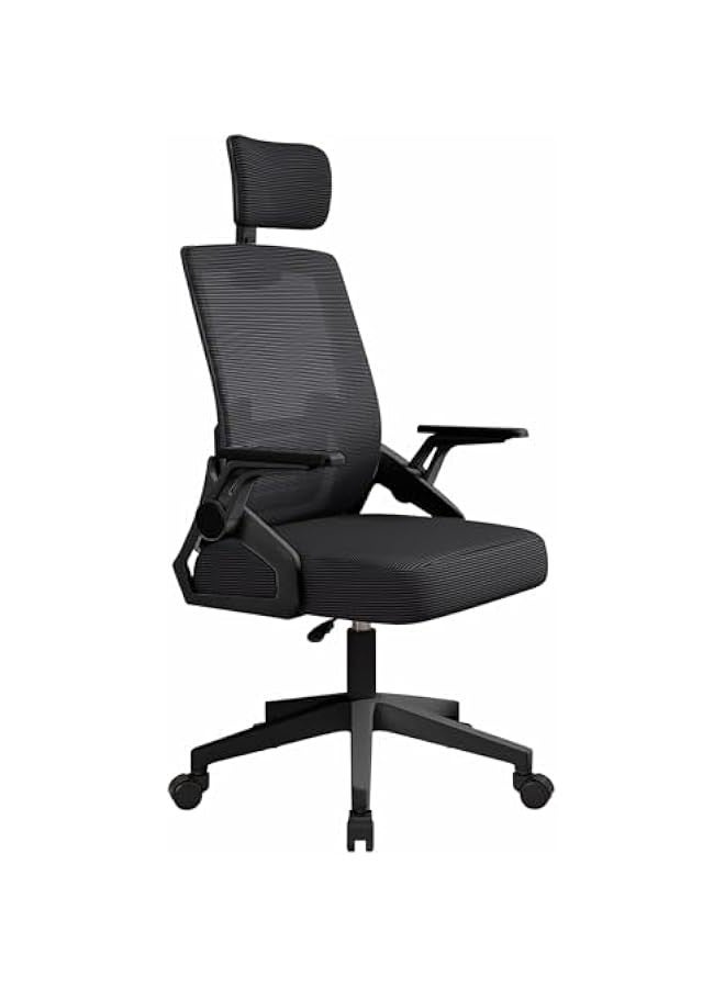 بيوينتي كرسي من ليور أون ذا للمكتب وغرفة المعيشة والدراسة والاجتماعات، مع مسند رأس وذراعين قابلين للتعديل وارتفاع قابل للضبط ودوران 360 درجة، مصنوع من البلاستيك، باللون الأسود - Image 1