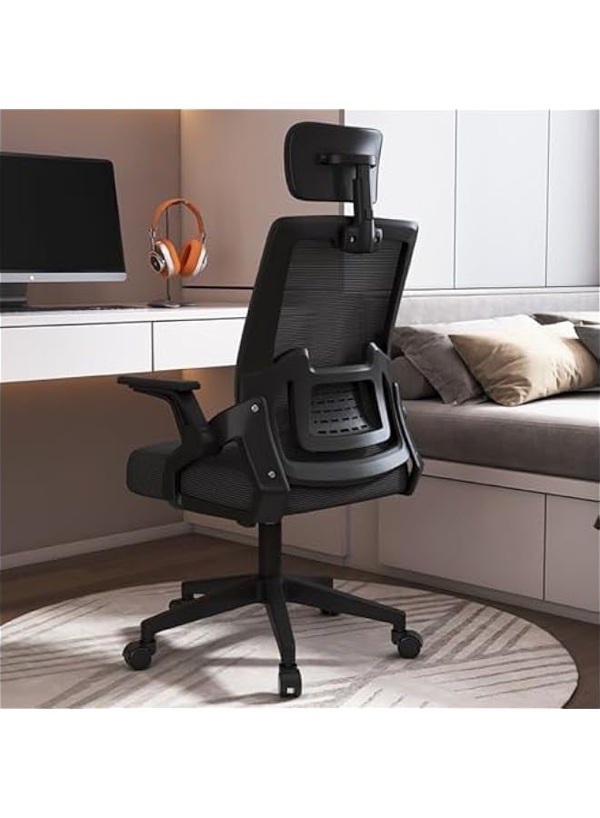 بيوينتي كرسي من ليور أون ذا للمكتب وغرفة المعيشة والدراسة والاجتماعات، مع مسند رأس وذراعين قابلين للتعديل وارتفاع قابل للضبط ودوران 360 درجة، مصنوع من البلاستيك، باللون الأسود - Image 2