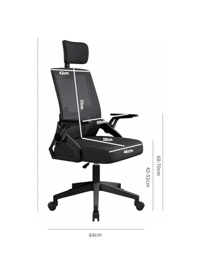 بيوينتي كرسي من ليور أون ذا للمكتب وغرفة المعيشة والدراسة والاجتماعات، مع مسند رأس وذراعين قابلين للتعديل وارتفاع قابل للضبط ودوران 360 درجة، مصنوع من البلاستيك، باللون الأسود - Image 3