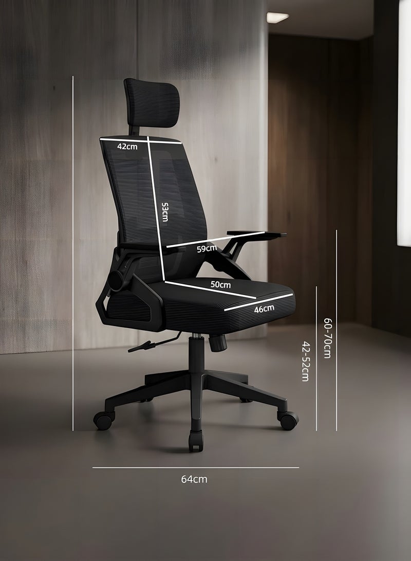 Beauenty Gaming Chair Office Chair Ergonomic OfficeChair, Breathable Mesh Design High Back DeskChair with Adjustable Headrest Swivel Armrest and Lumbar Support (black) - Image 3