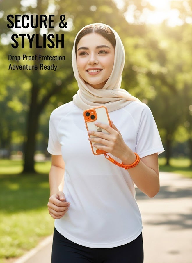 نييكام سوار معصم للهاتف قابل للتعديل مع قطع تثبيت، حبل بوليستر مقاوم للتمزق للهواتف الذكية والمفاتيح وUSB - برتقالي - Image 2