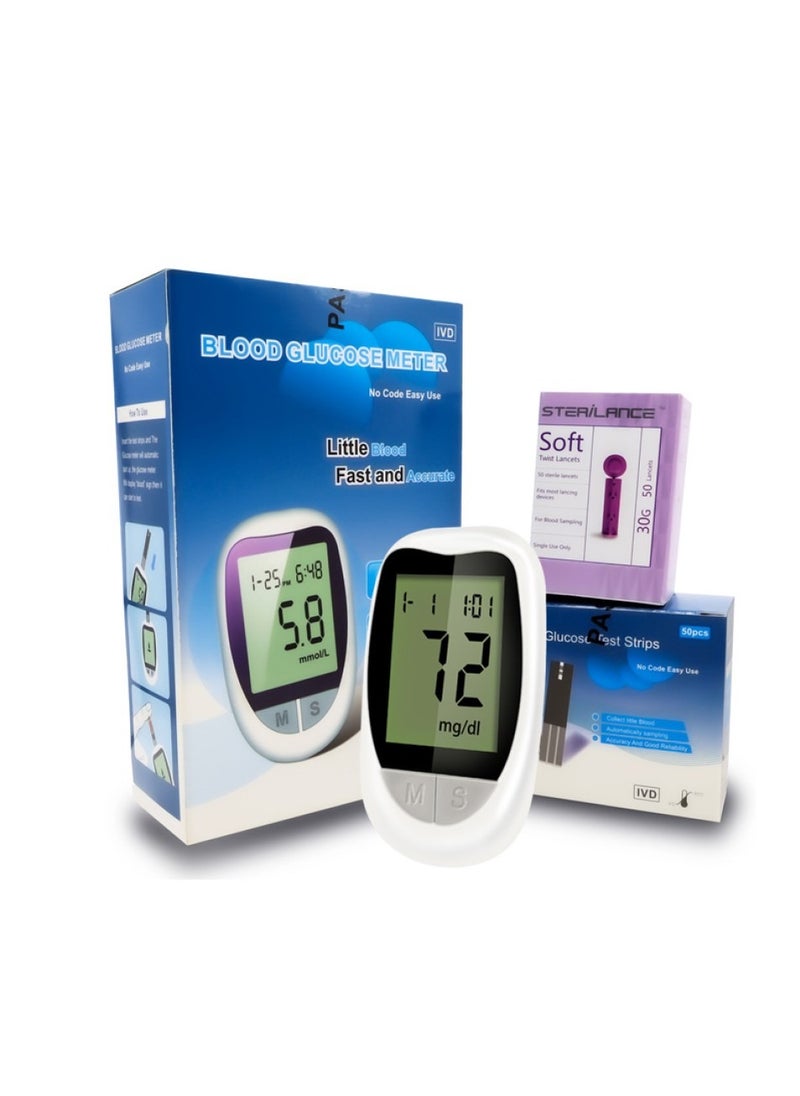 Changli - Glucose Monitoring System with 50 Sugar Test Strips 1 Glucometer 50 Lancets 1 Lancing Device for Home Use Portable Sugar Test - Image 1