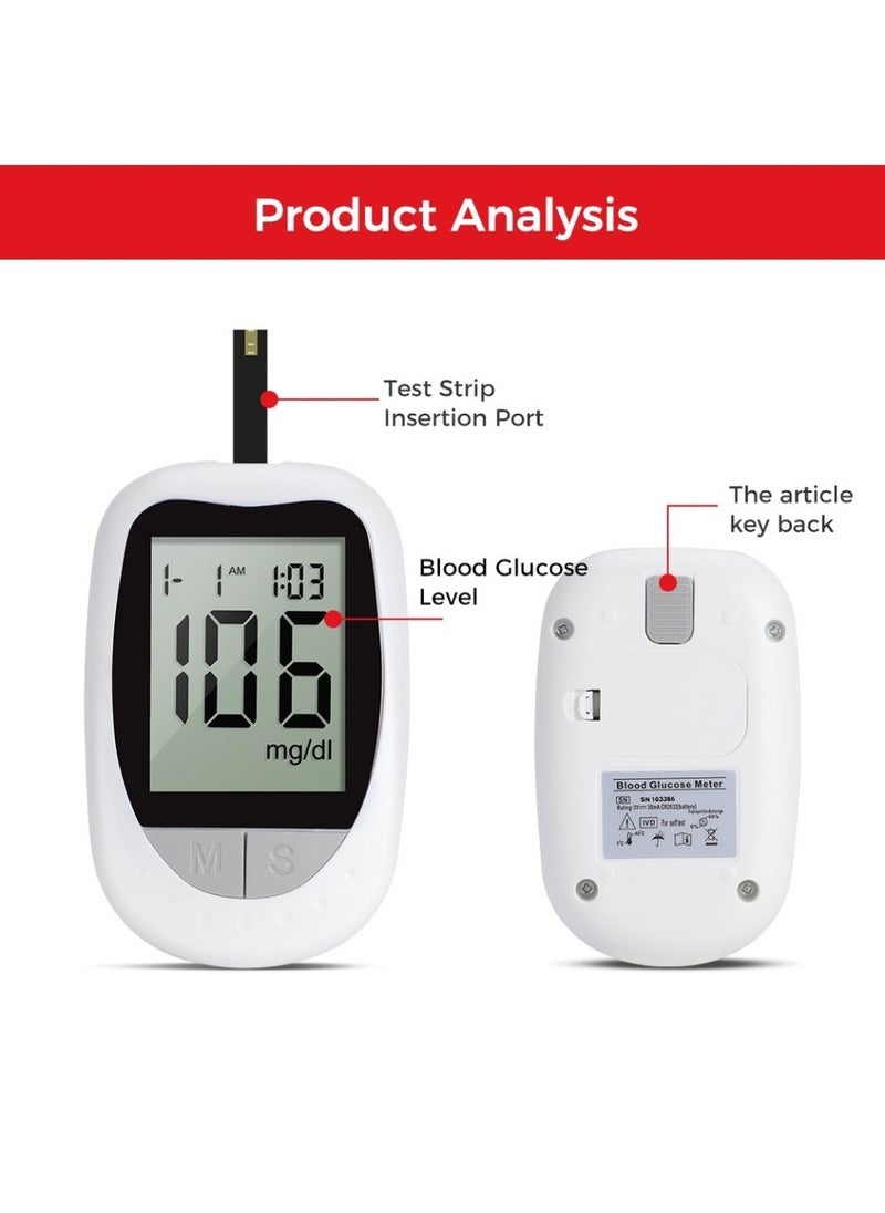 Changli - Glucose Monitoring System with 50 Sugar Test Strips 1 Glucometer 50 Lancets 1 Lancing Device for Home Use Portable Sugar Test - Image 1