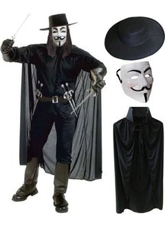Wholesale Bulurum V For Vendetta Mask Hat and Cape Costume Set Adult Size
