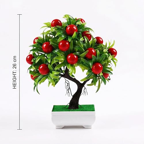 Dekorly Artificial Fake Bonsai Potted Japanese Pine Bookshelf Decor, Artificial Eucalyptus Bonsai Plant for Office Tabletop Decor | Indoor Cabinet Decoration (Hasraj-CherryFlower, Height : Upto 22CM) - Image 3
