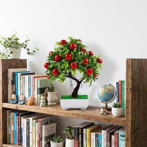 Dekorly Artificial Fake Bonsai Potted Japanese Pine Bookshelf Decor, Artificial Eucalyptus Bonsai Plant for Office Tabletop Decor | Indoor Cabinet Decoration (Hasraj-CherryFlower, Height : Upto 22CM) - Image 5