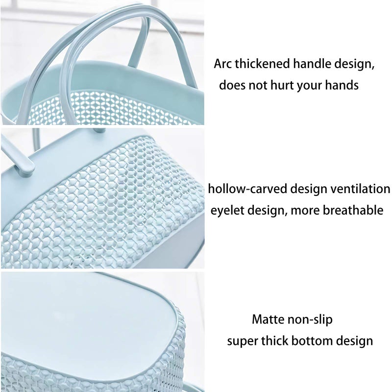 rejomiik 2 Pack Plastic Shower Caddy Basket, Portable Organizer Storage Tote with Handles Toiletry Bag Bin Box for Bathroom, College Dorm Room Essentials, Kitchen, Camp, Gym, Blue - Image 5