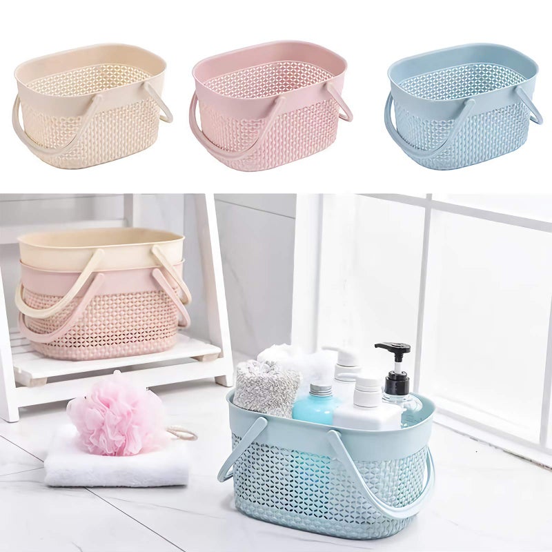 rejomiik 2 Pack Plastic Shower Caddy Basket, Portable Organizer Storage Tote with Handles Toiletry Bag Bin Box for Bathroom, College Dorm Room Essentials, Kitchen, Camp, Gym, Blue - Image 2