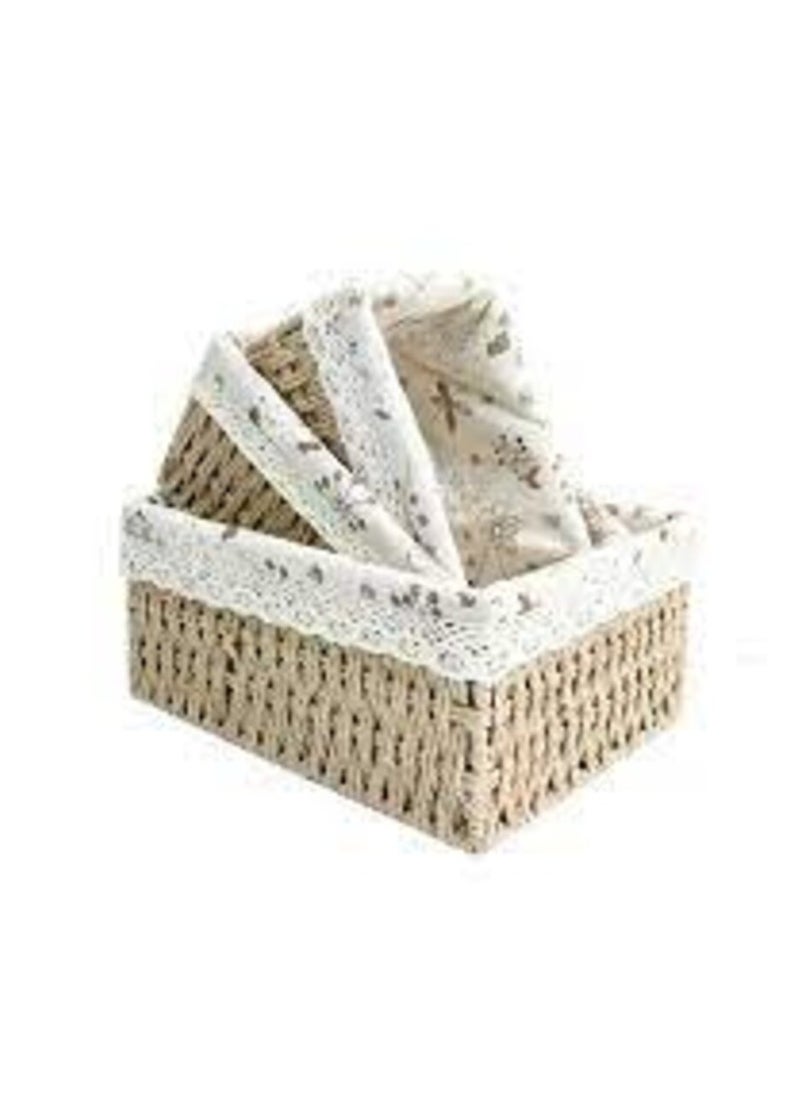 An organizer basket set made of high-quality imported rattan to organize all items, consisting of 3 pieces of sizes (multi-colored)