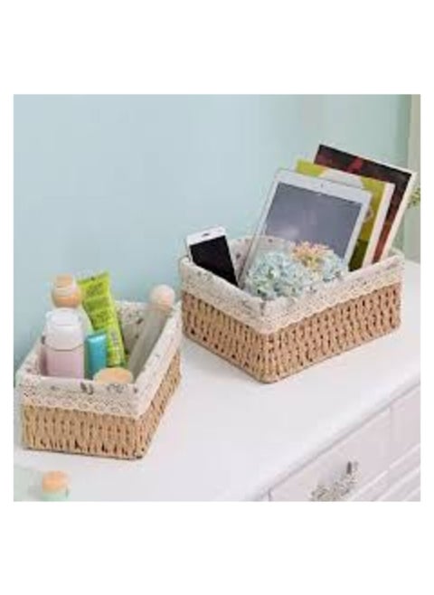 An organizer basket set made of high-quality imported rattan to organize all items, consisting of 3 pieces of sizes (multi-colored)