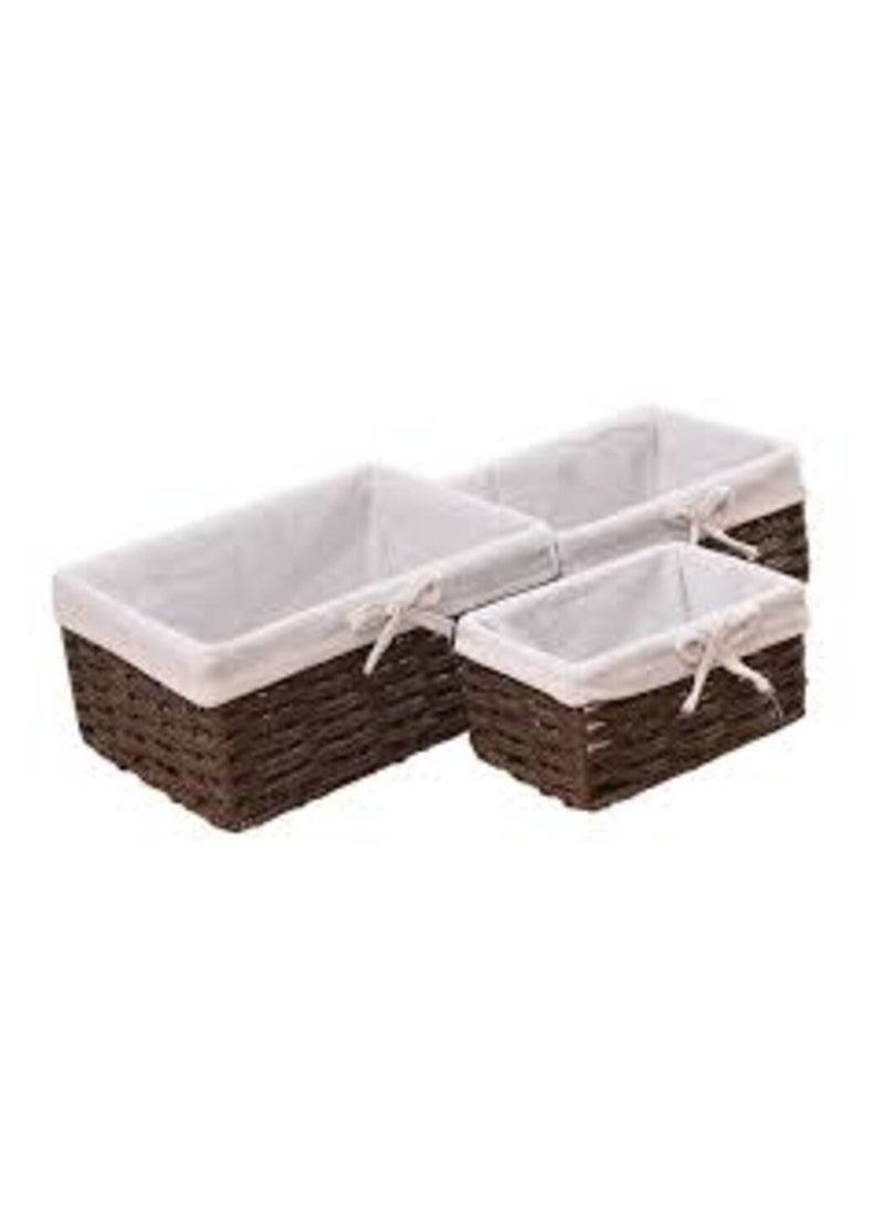 An organizer basket set made of high-quality imported rattan to organize all items, consisting of 3 pieces of sizes (multi-colored)