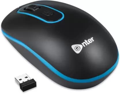 Enter Swish Wireless Mouse, 2.4 Ghz USB Nano Receiver, 1600 DPI Optical Sensor, 3-Button Design, Plug & Play, for Windows/Mac/Linux (Black & Blue) - Image 1