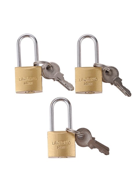 3-Piece Brass Padlock - 20mm