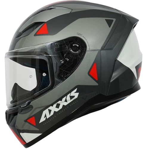 AXXIS Segment Seek Full Face Helmet | ISI & DOT Certified | Anti-Scratch Treated Visor | Lightweight Polycarbonate Shell | Enhanced Ventilation for Daily Riding (Red Grey, L) - Image 1