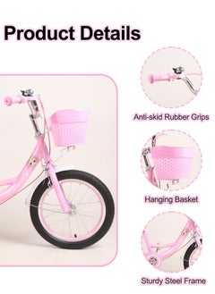 XIANGYU 12-20 Inch Pink Style Kids Bike With Training Wheels And Basket  - Image 3