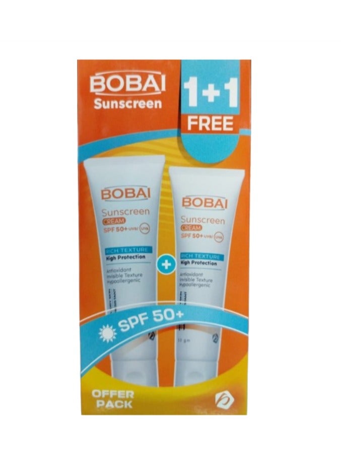 BOBAI SUNSCREEN SPF50 RICH TEXTURE 50ML CREAM 1+1 FREE