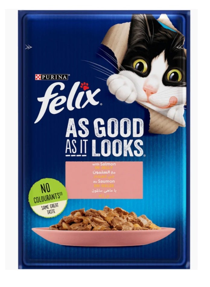 Felix As Good As It Looks Wet Cat Food with Salmon in Jelly 85G