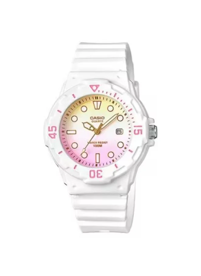 CASIO Women's Analog Display Watch With White Resin Strap - LRW-200H-4E2
