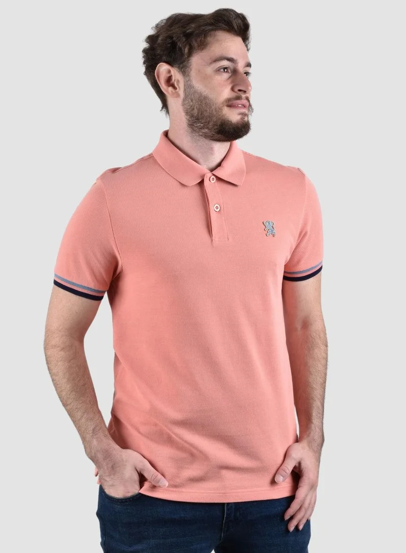 GIORDANO Men's Performance Slim Fit Lion Embroidery Solid Polo