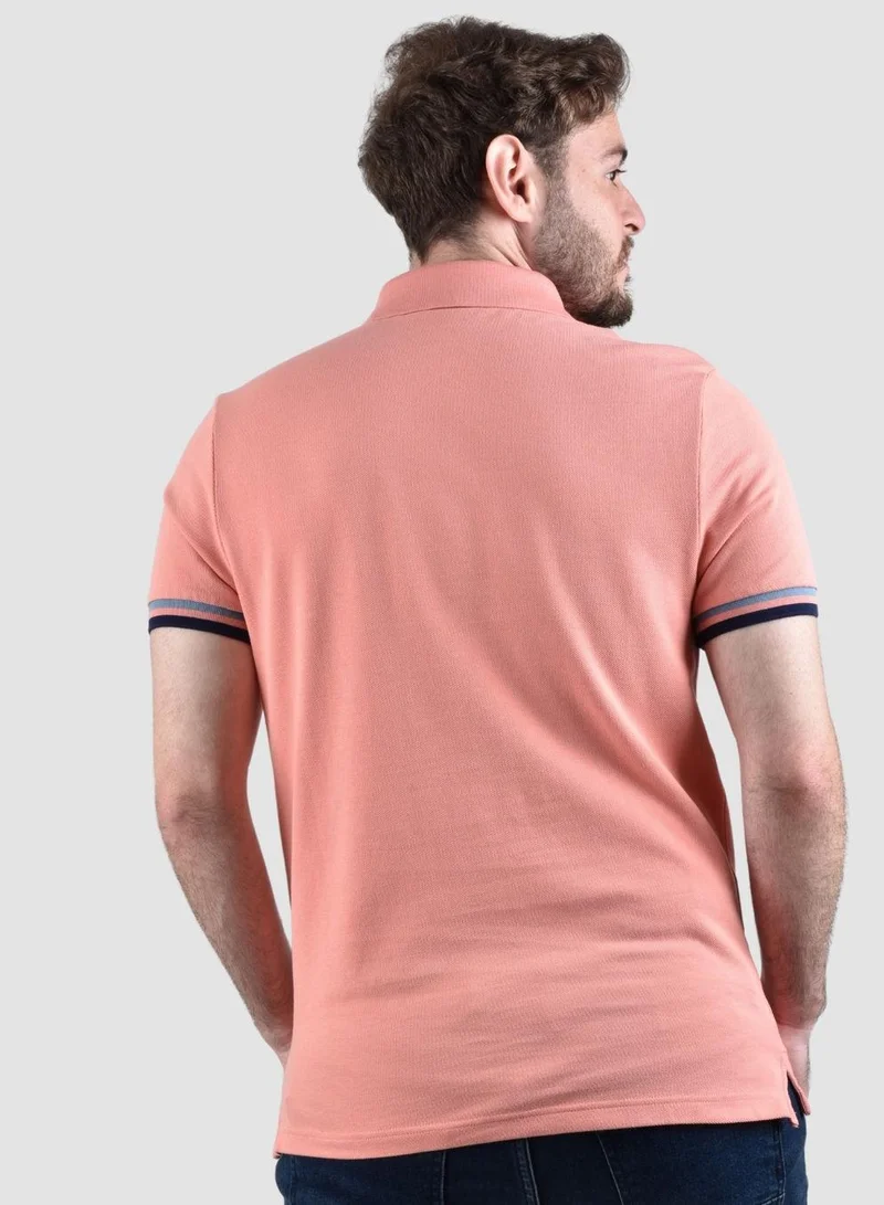 GIORDANO Men's Performance Slim Fit Lion Embroidery Solid Polo