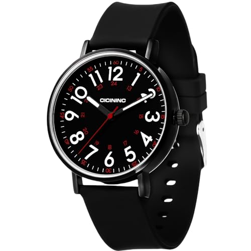 cicininc Watch with Second Hand Nursing for Women, Analog Watches for Nurses, 12/24 Hour Military Time, Easy Read Dial, Colorful Silicone Band - Image 1