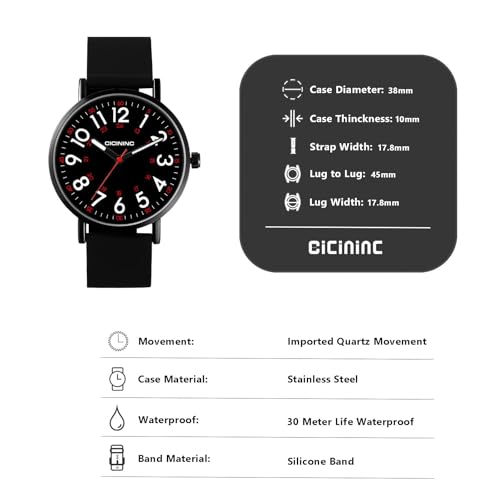 cicininc Watch with Second Hand Nursing for Women, Analog Watches for Nurses, 12/24 Hour Military Time, Easy Read Dial, Colorful Silicone Band - Image 5