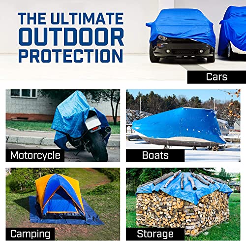 B-Air Grizzly Tarps by B-Air 10' x 14' Large Multi-Purpose Waterproof Heavy Duty Poly Tarp with Grommets Every 36", 8x8 Weave, 5 Mil Thick, for Home, Boats, Cars, Camping, Protective Cover, Blue - Image 2