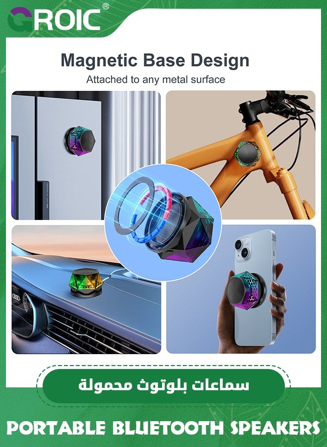 Magnetic Diamond Bluetooth Speaker, Small Wireless Speaker with Multi RGB Color Light Show, Portable Phone Stand for iPhone, Android, TWS Pairing